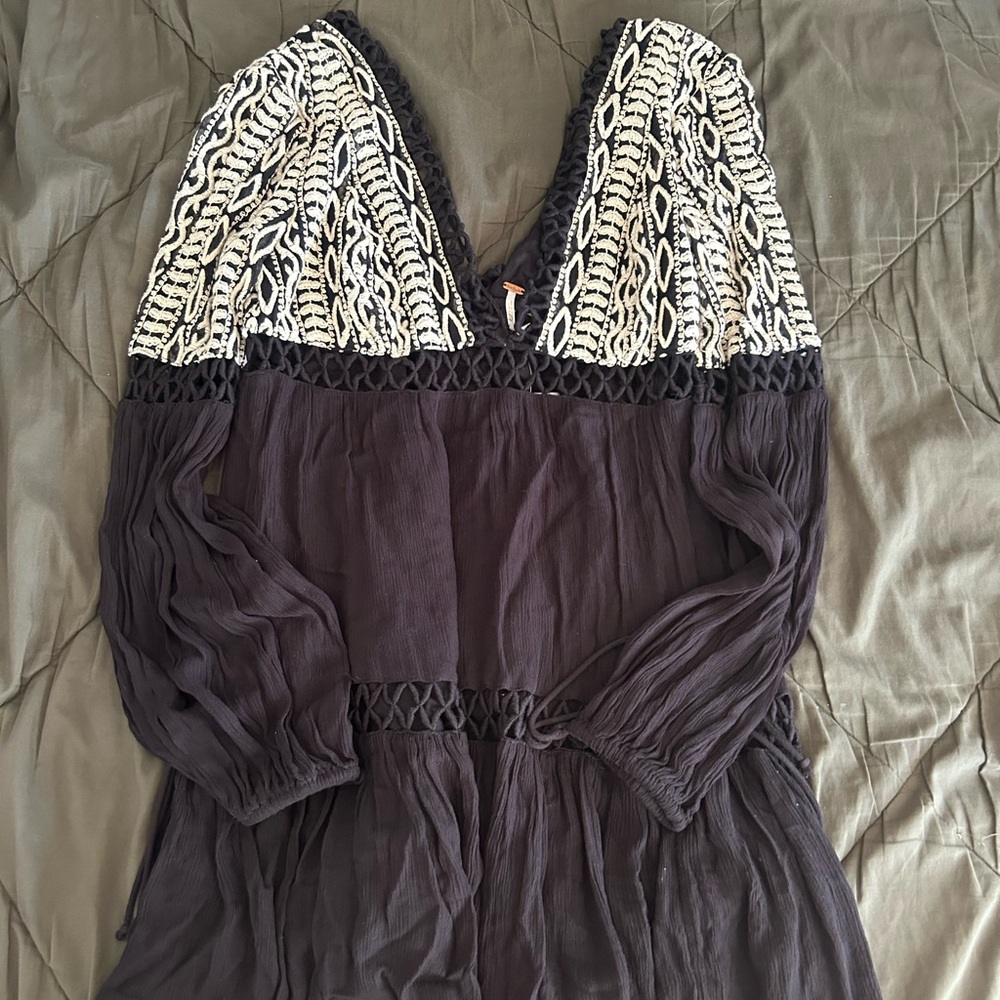 Free People Black & White Boho Dress